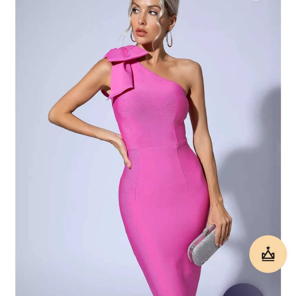 Catchall Gia Pink Bow Bandage Dress Size Medium